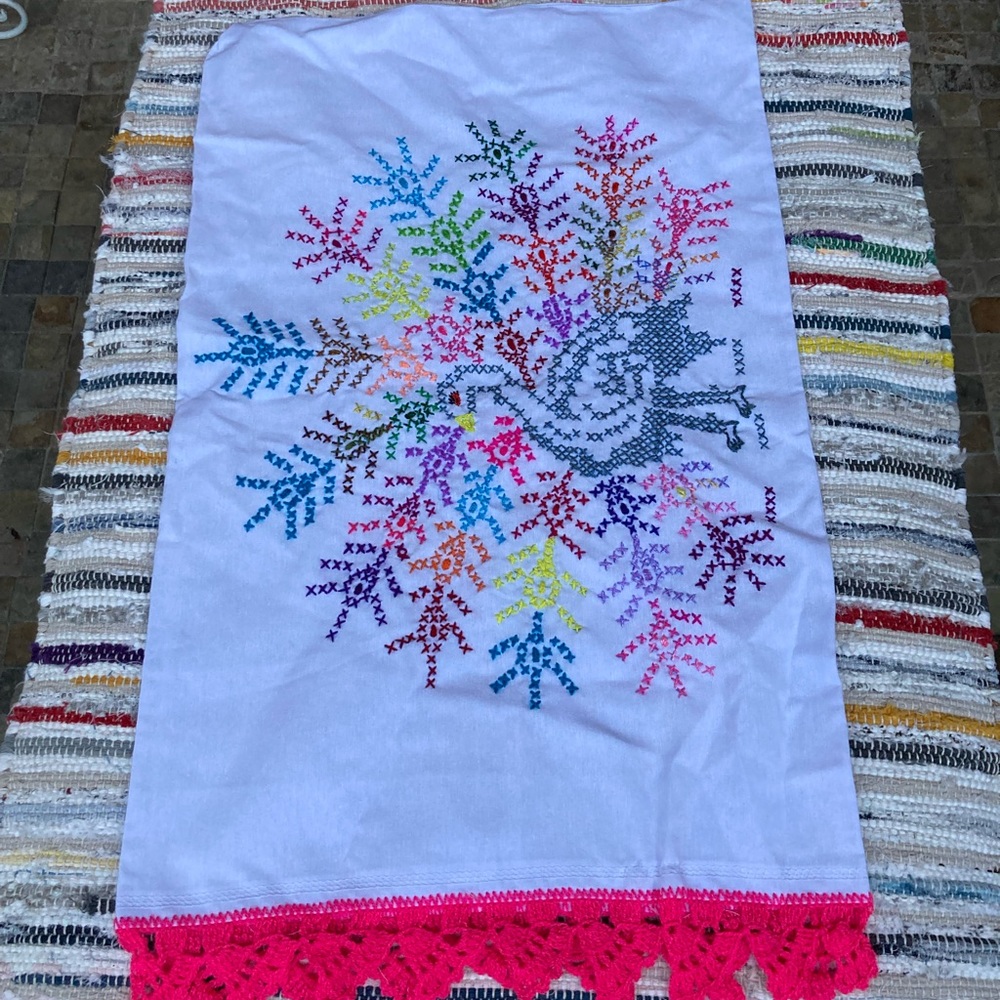 Peacock embroidered pillow cases  handmade